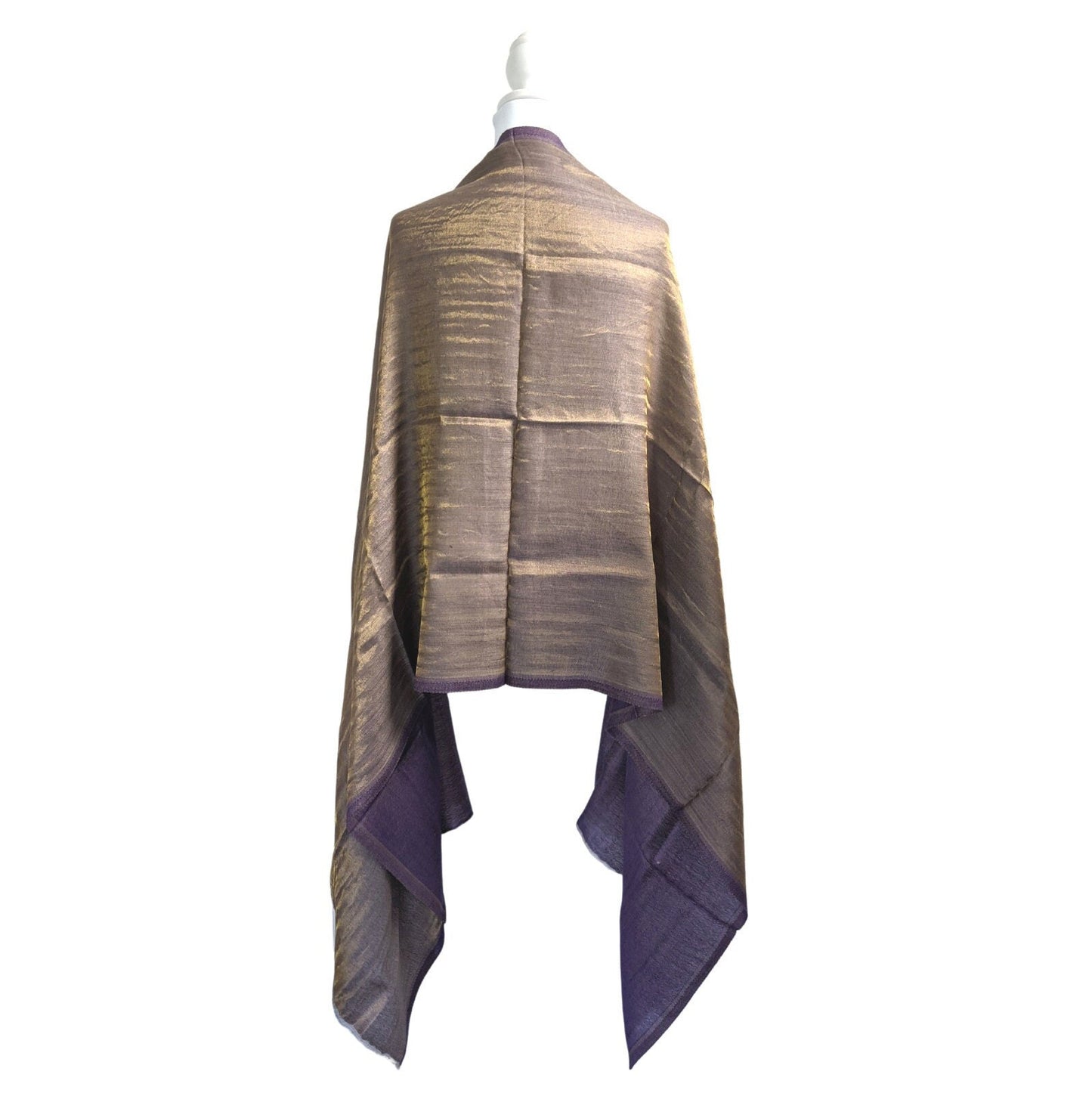 Reversible Pashmina / Cashmere Zari Scarf [Purple] - Craft Bazaar