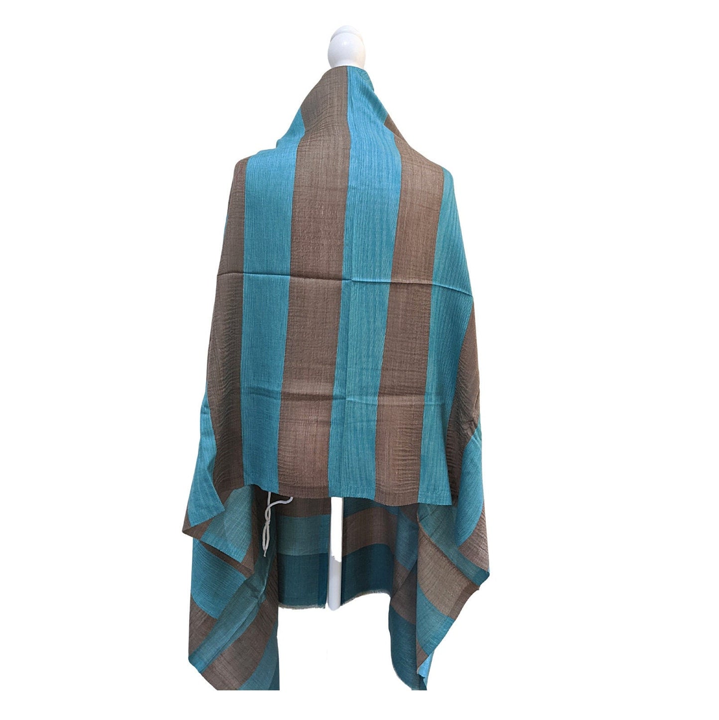 Pashmina / Cashmere Stripes Scarf [Blue] - Craft Bazaar