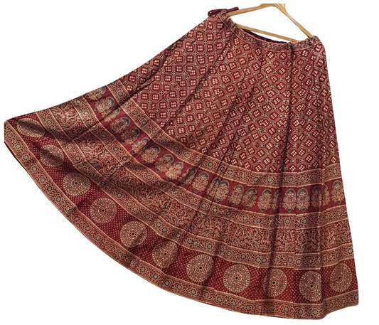 Indian Red Silk Lehenga Skirt