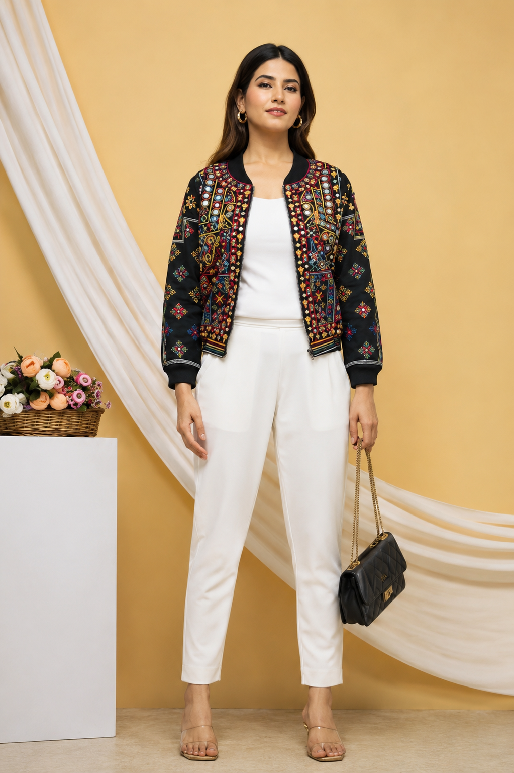 Embroidered Kutch Bomber Jacket Women