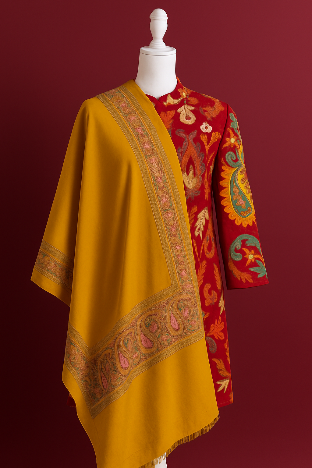Pashmina Shawl | Luxury Wool Wrap for Women | Yellow Scarf
