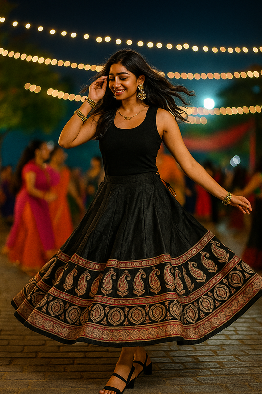 Indian Silk Border Lehenga Skirt