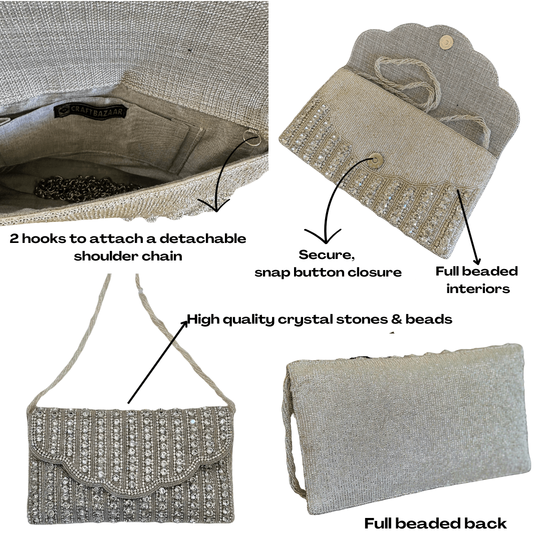 Crossbody Crystal Beaded Bag - Craft Bazaar