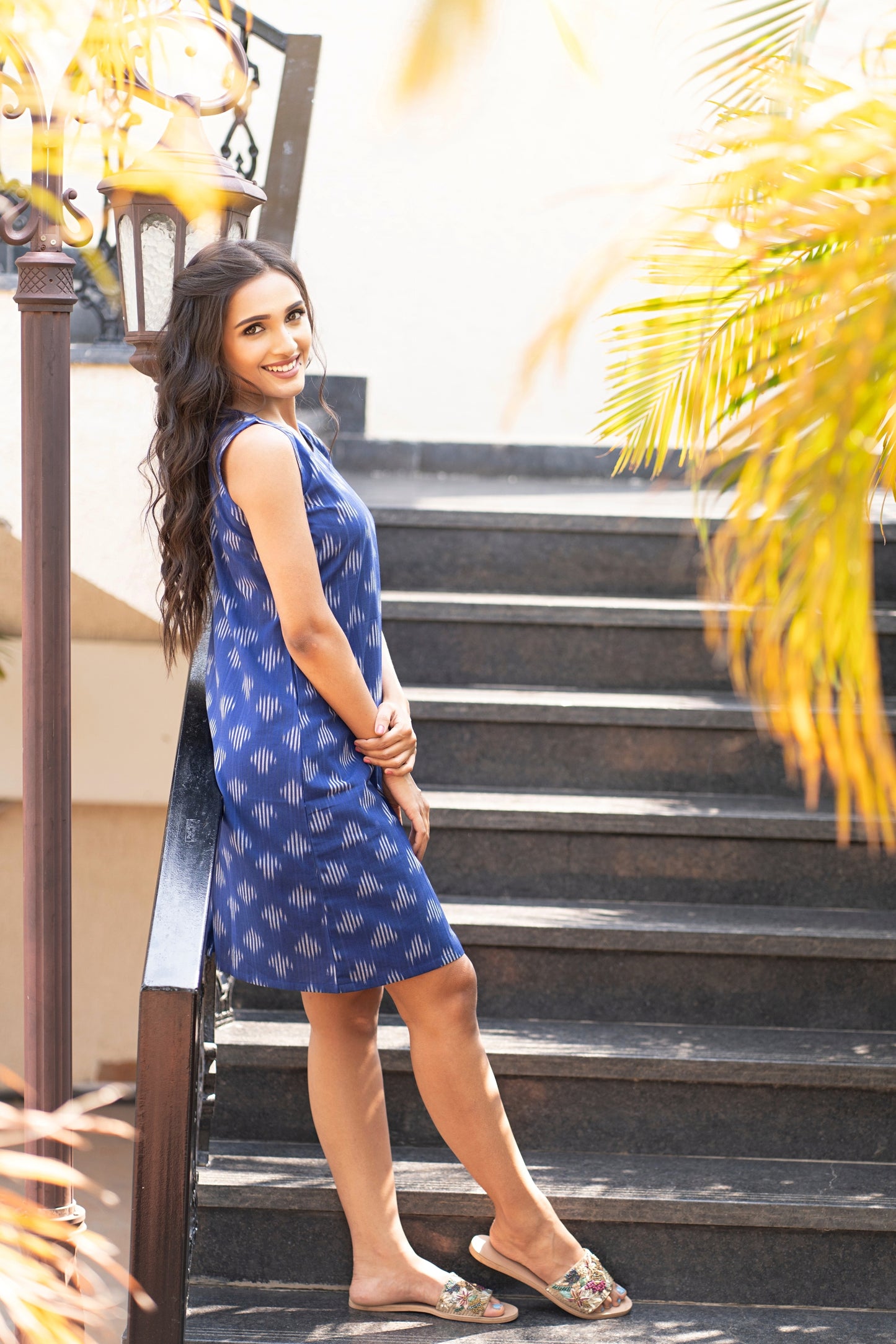 Remarkable Ikat Print Summer Dresses For Women - Blue