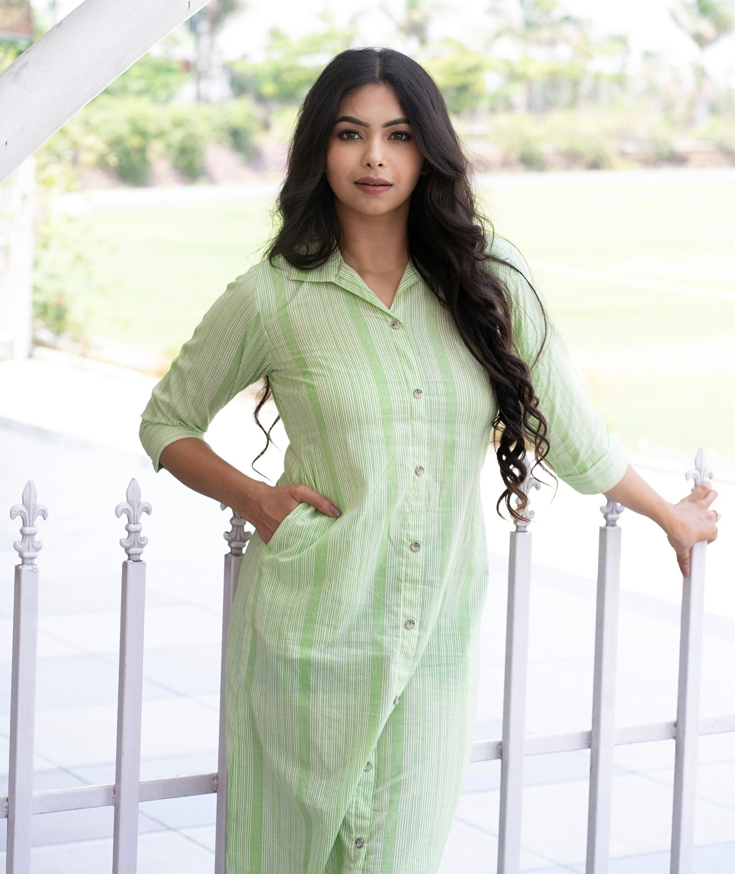 Comfortable Summer Shirt Dresses For Women - Green