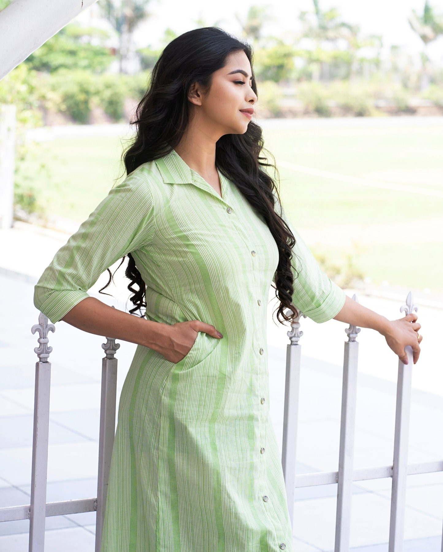 Comfortable Summer Shirt Dresses For Women - Green