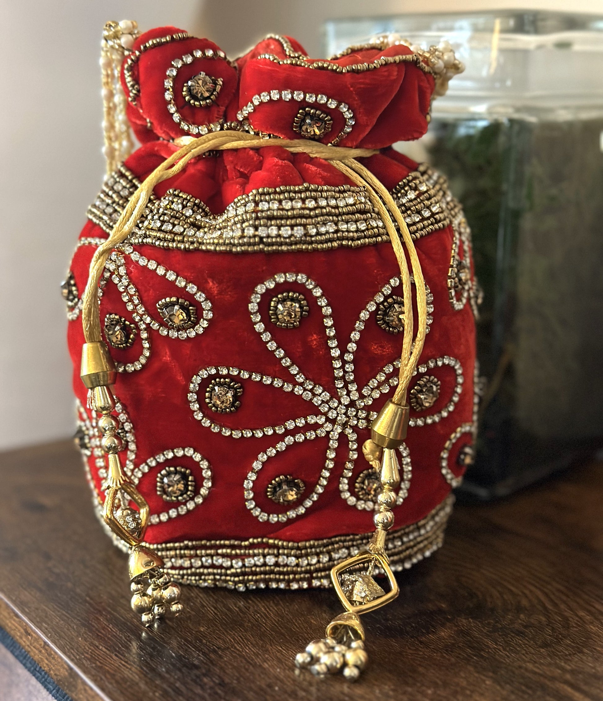 Velvet Drawstring Bucket Potli Bag - Craft Bazaar