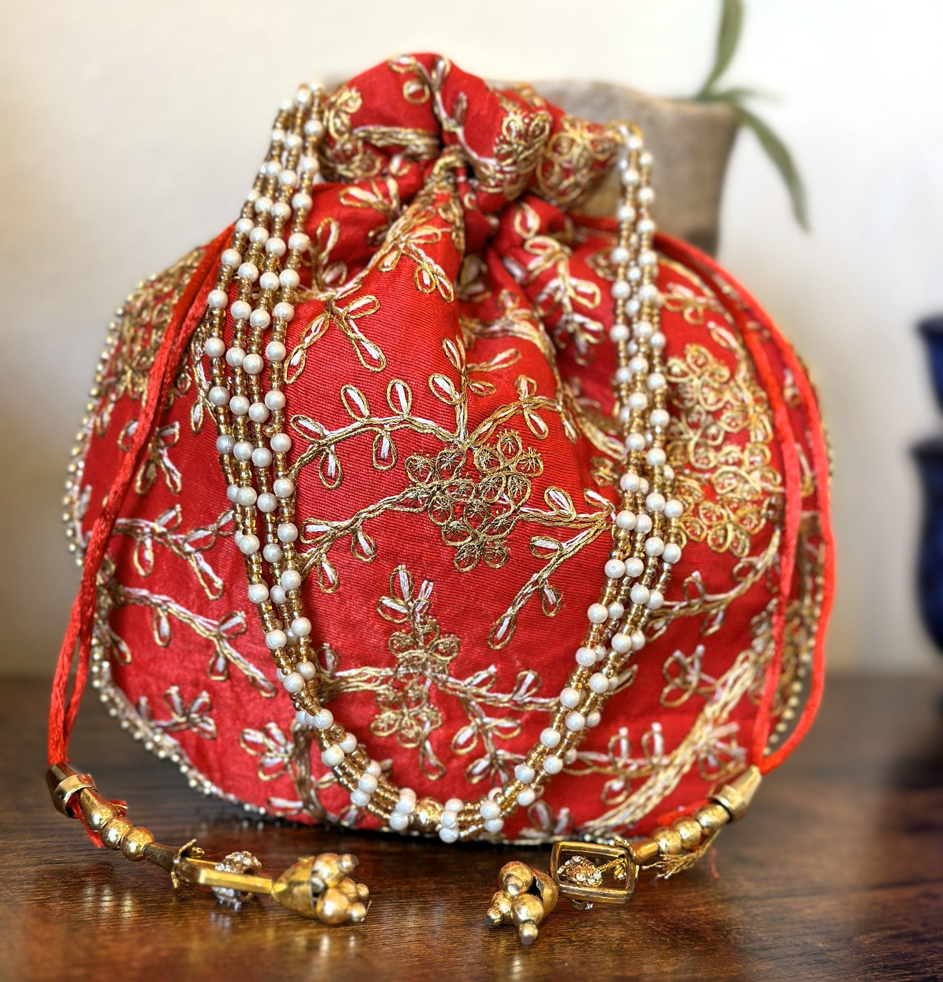 Indian Silk Potli Batwa Bag - Craft Bazaar