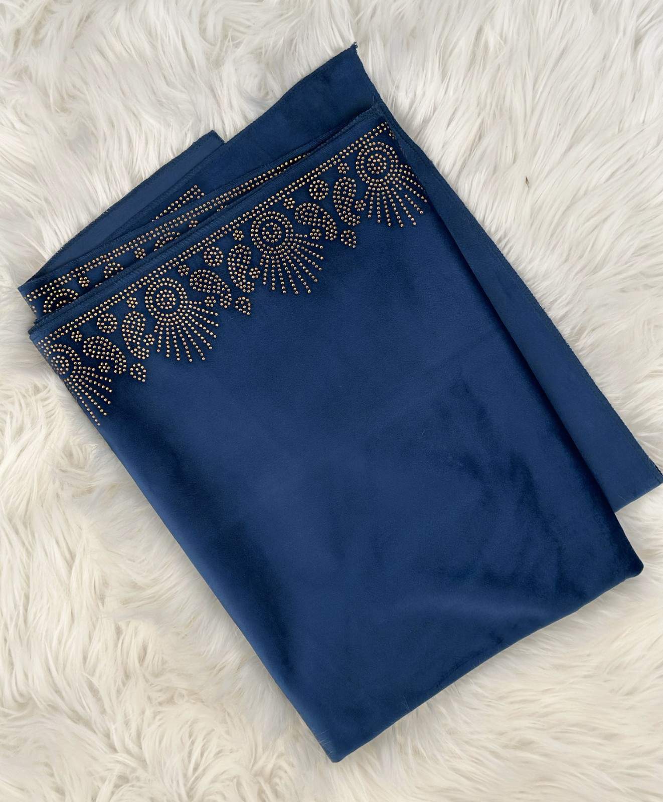 Luxurious Women Velvet Shawl [Blue] - Craft Bazaar