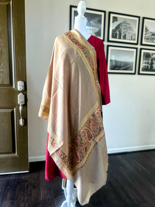 Pashmina Shawl | Luxury Wool Wrap for Women | Beige Scarf