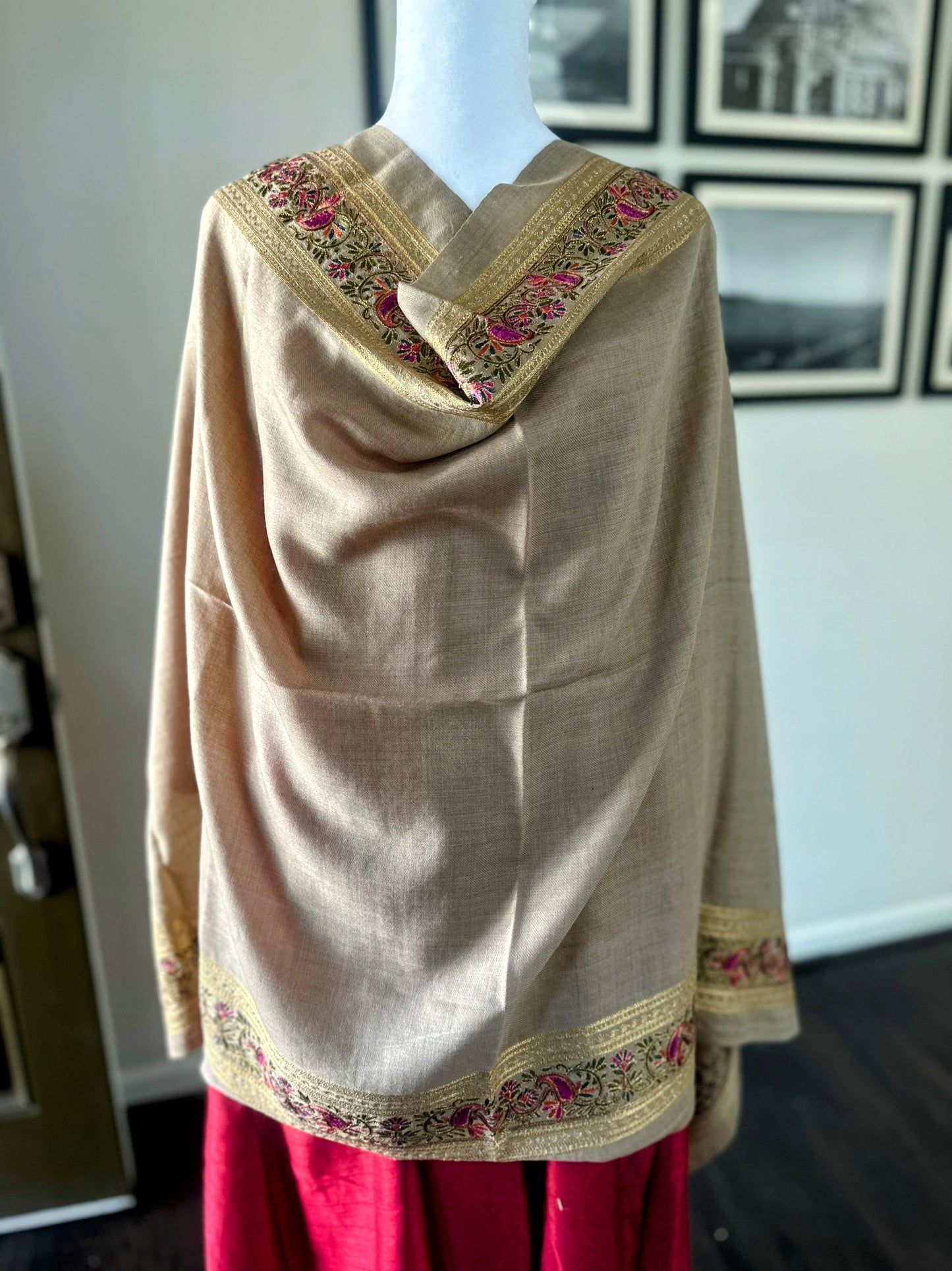 Pashmina Shawl | Luxury Wool Wrap for Women | Beige Scarf
