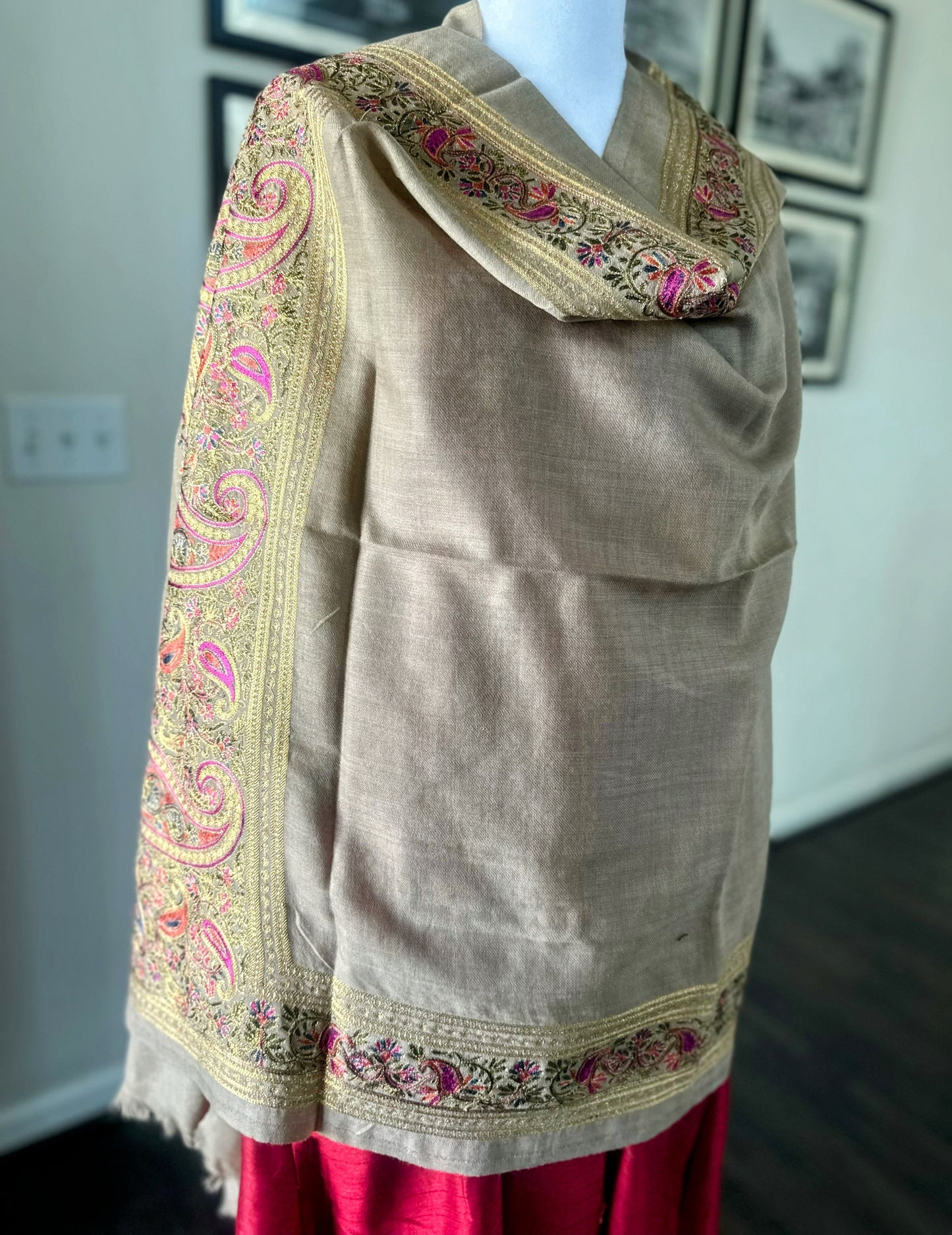 Pashmina Shawl | Luxury Wool Wrap for Women | Beige Scarf