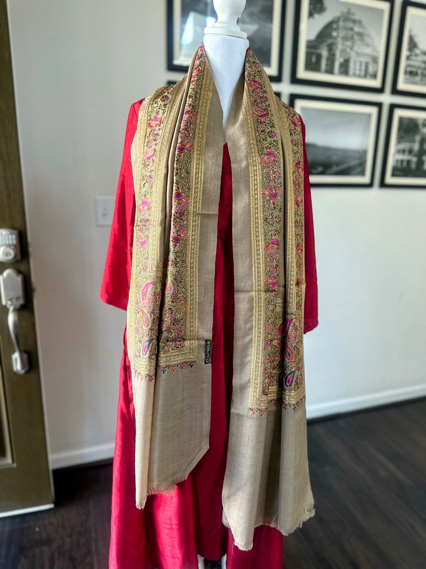 Pashmina Shawl | Luxury Wool Wrap for Women | Beige Scarf