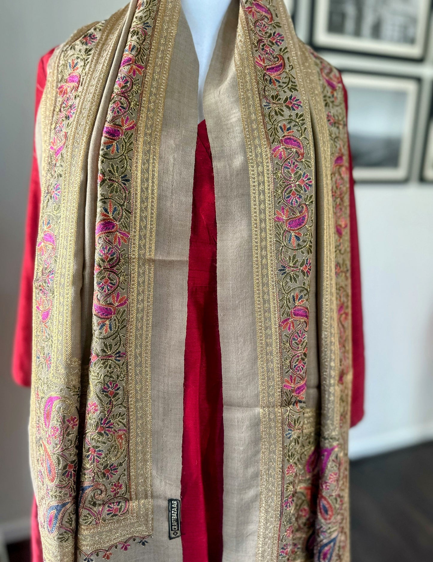 Pashmina Shawl | Luxury Wool Wrap for Women | Beige Scarf