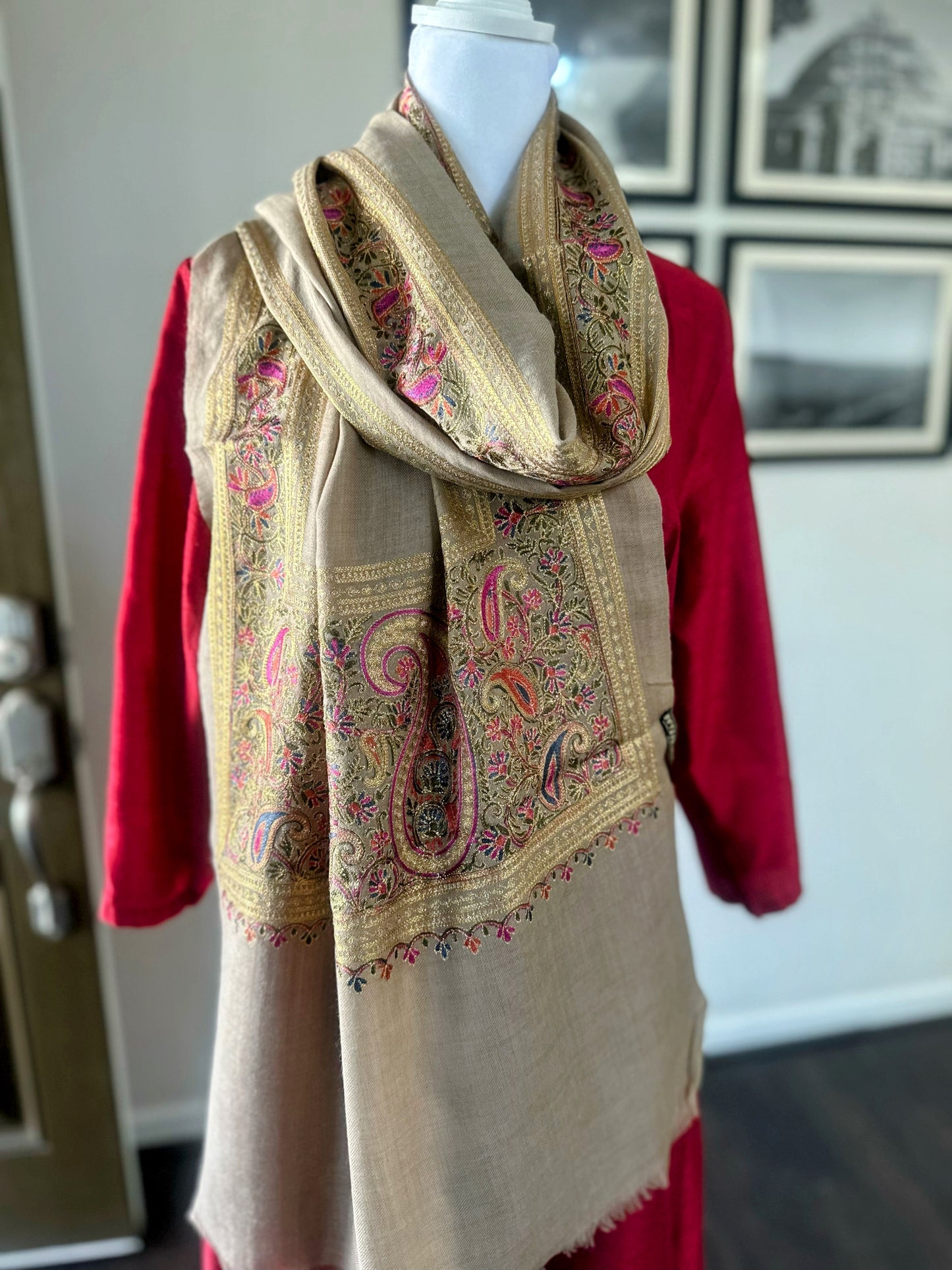 Pashmina Shawl | Luxury Wool Wrap for Women | Beige Scarf