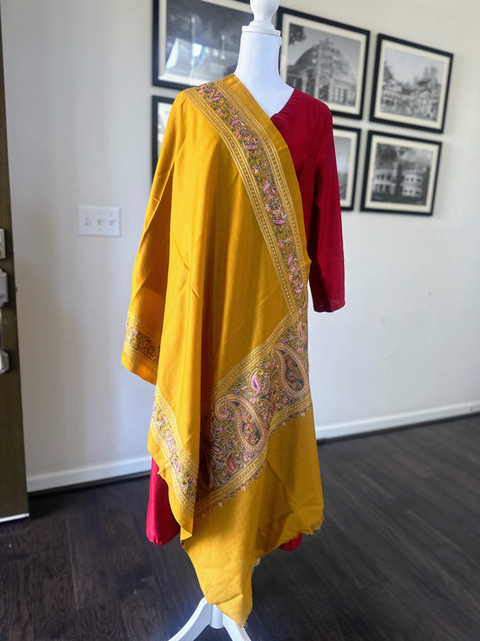 Pashmina Shawl | Luxury Wool Wrap for Women | Yellow Scarf