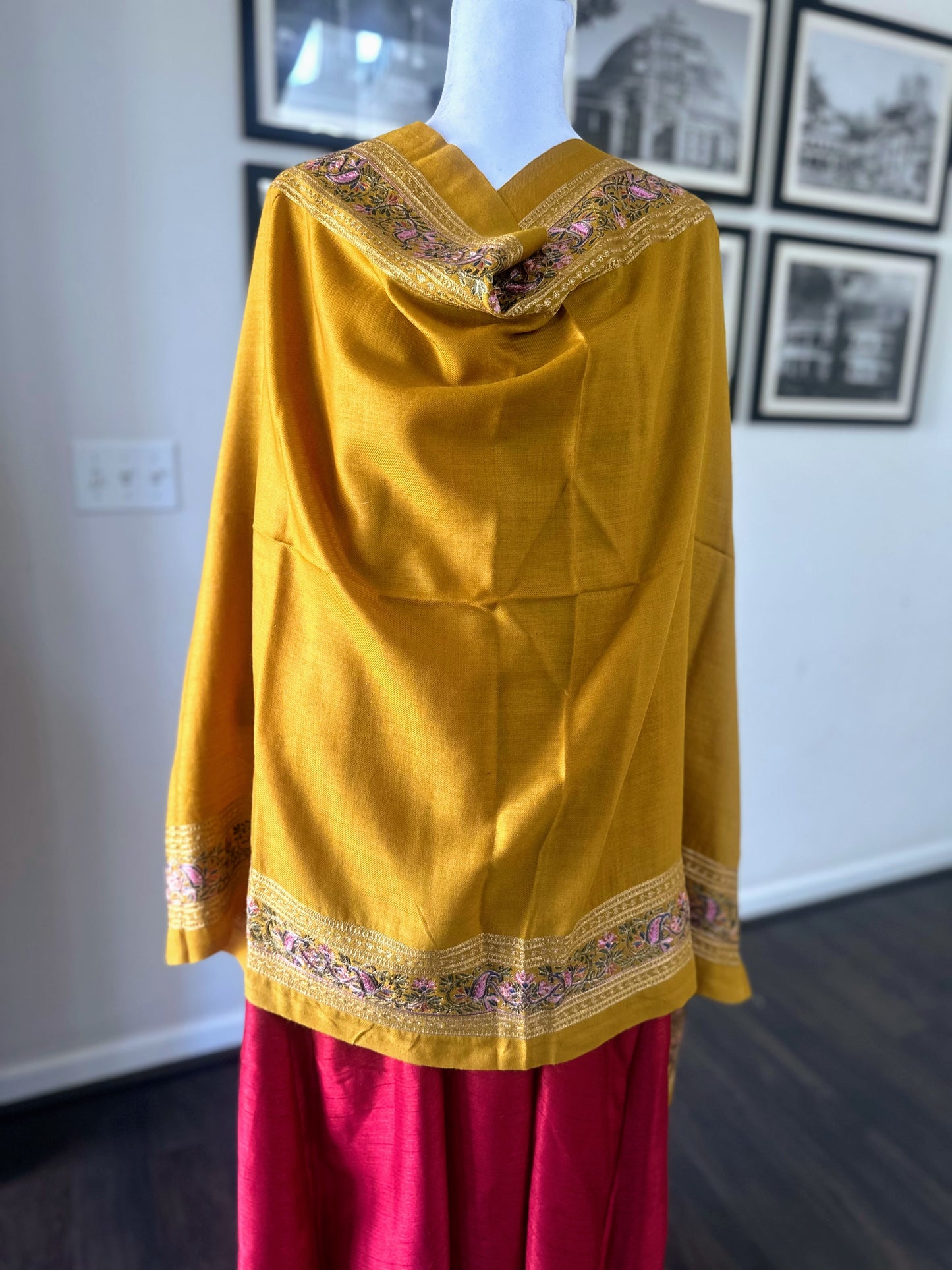 Pashmina Shawl | Luxury Wool Wrap for Women | Yellow Scarf