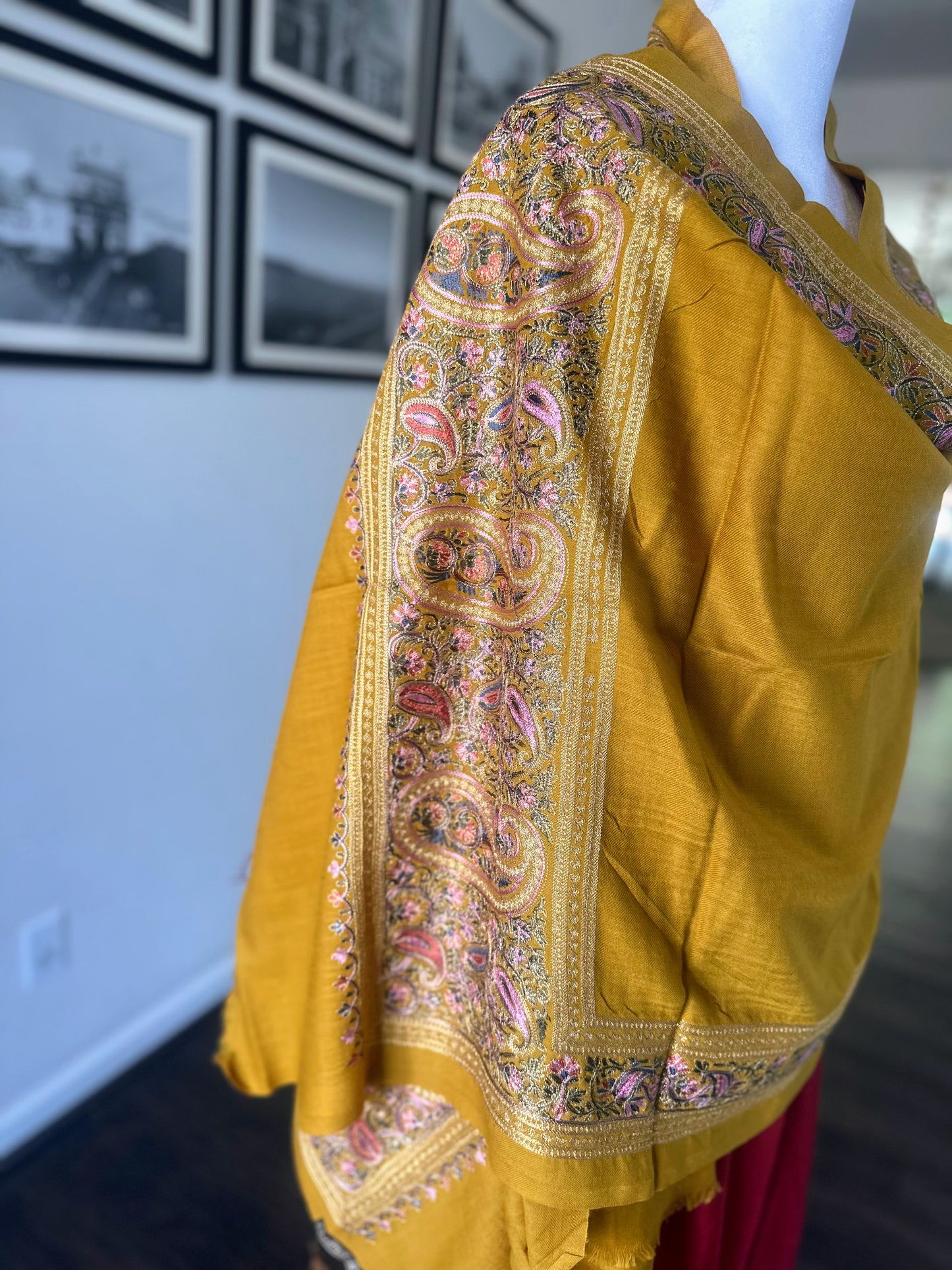 Pashmina Shawl | Luxury Wool Wrap for Women | Yellow Scarf