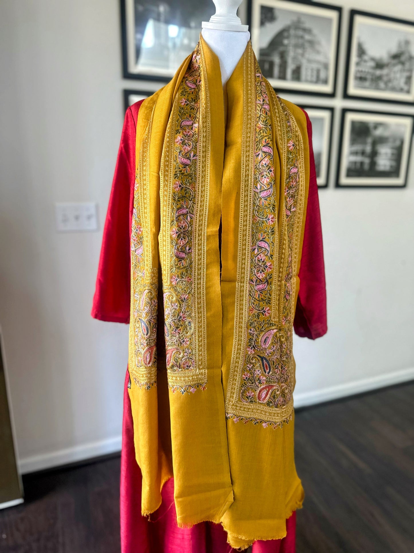 Pashmina Shawl | Luxury Wool Wrap for Women | Yellow Scarf