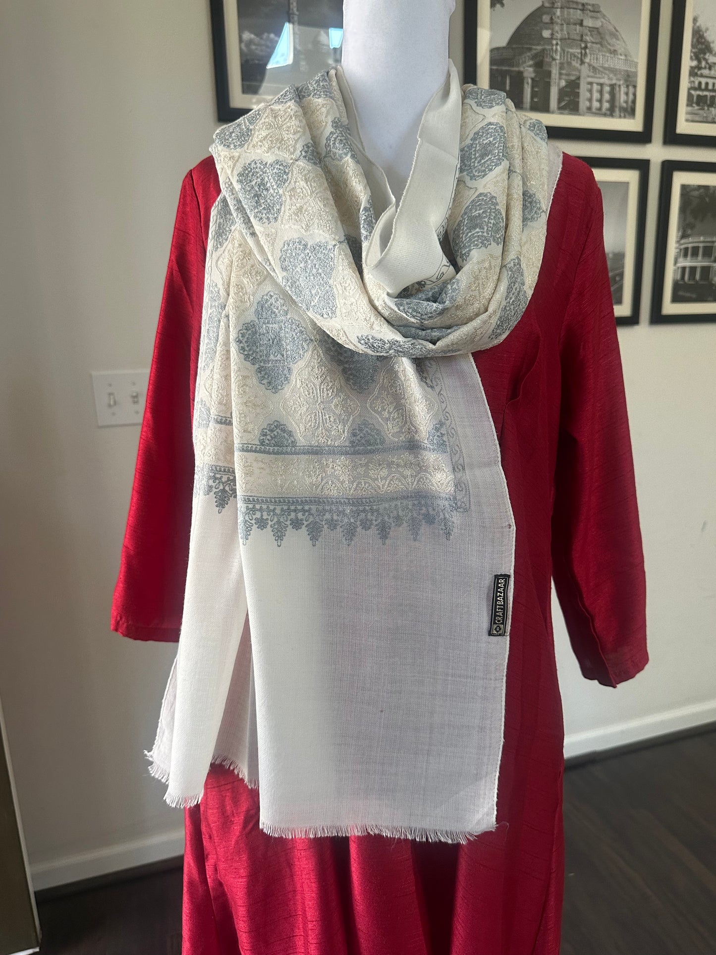 Pashmina Shawl | Luxury Wool Wrap for Women | Ivory Scarf