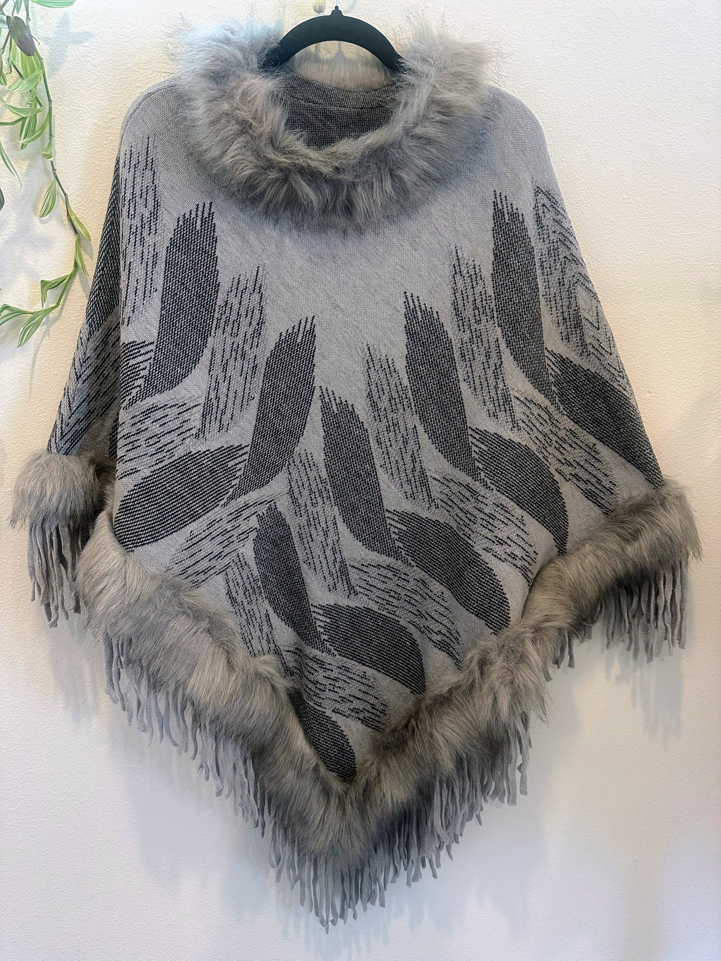 One Size Merino Wool Poncho For Women