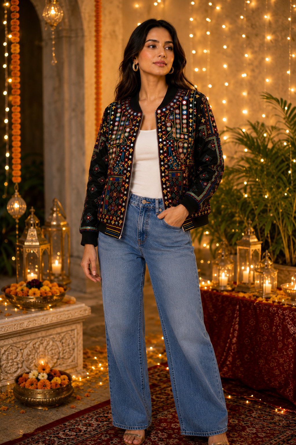 Embroidered Kutch Bomber Jacket Women