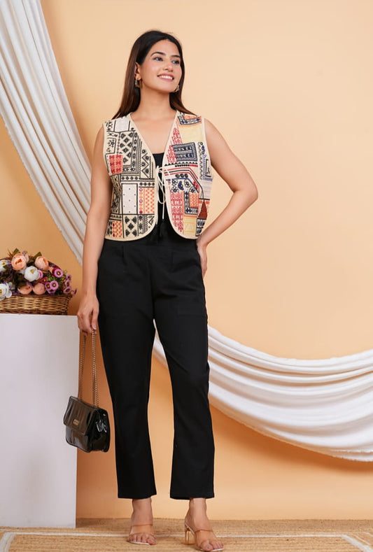 Cotton Indian Ethnic Garba Dandiya Sleeveless Jacket
