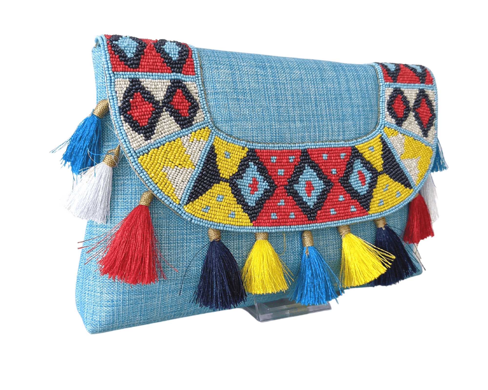 Colorful Embroidered Pom-Pom Clutch Bag - Boho-Chic Clutch-IPad Case –  Colorful 4U