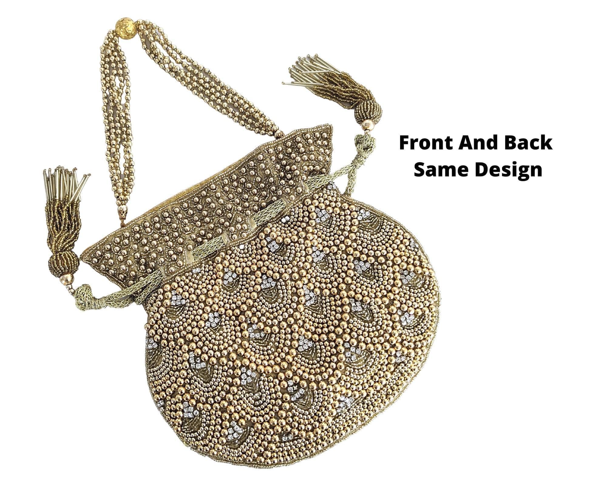 Fancy Walas Designer Rajasthani Style Royal Clutch Silk Potli Batwa Bag  Potli Gold - Price in India | Flipkart.com