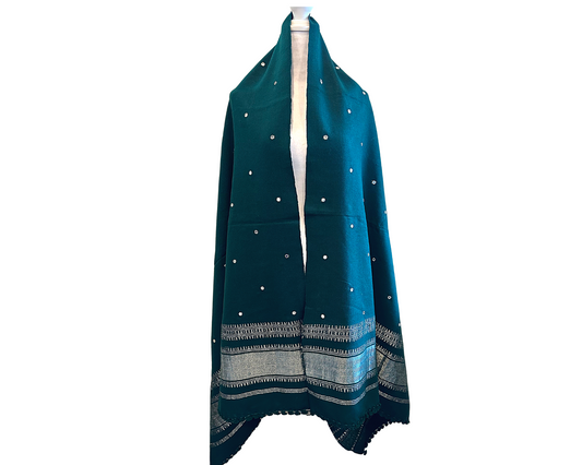 Kutch Mirror Work Pure Wool Shawls - Craft Bazaar