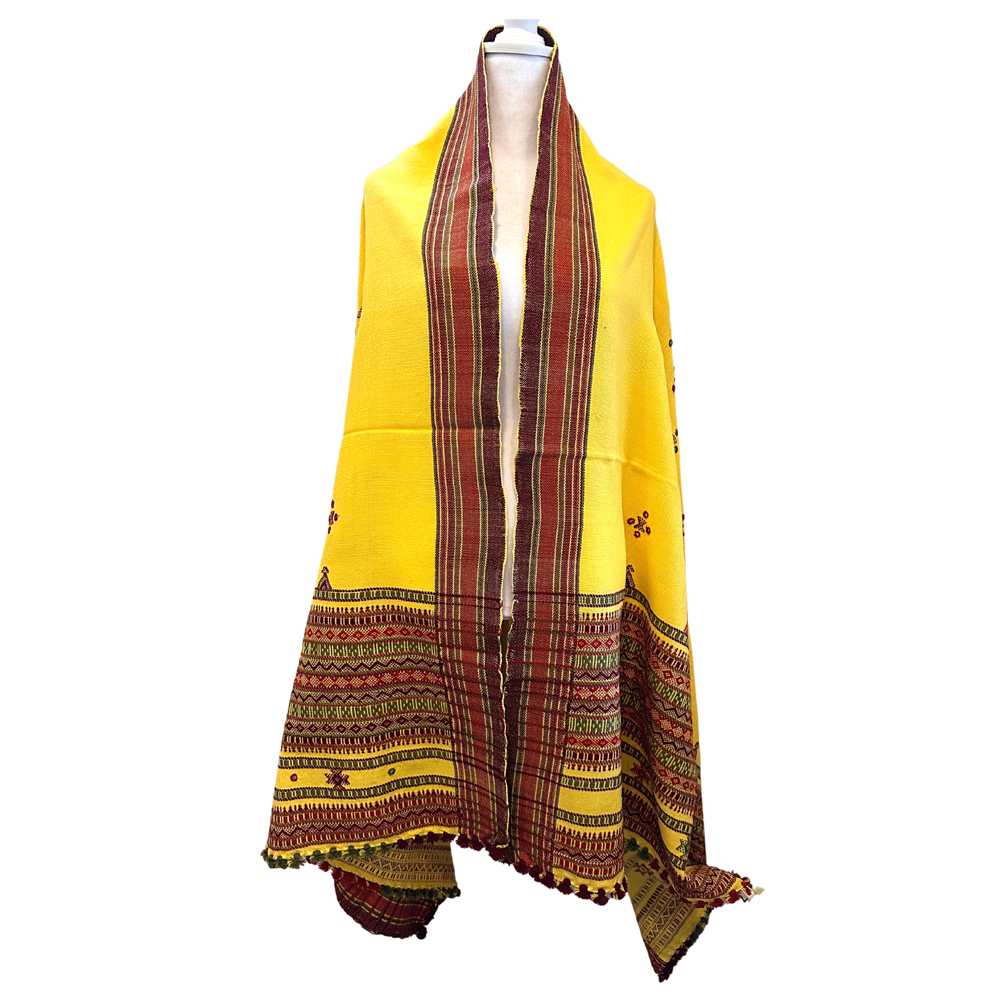 Kutch Work Pure Wool Shawl [Yellow] - Craft Bazaar