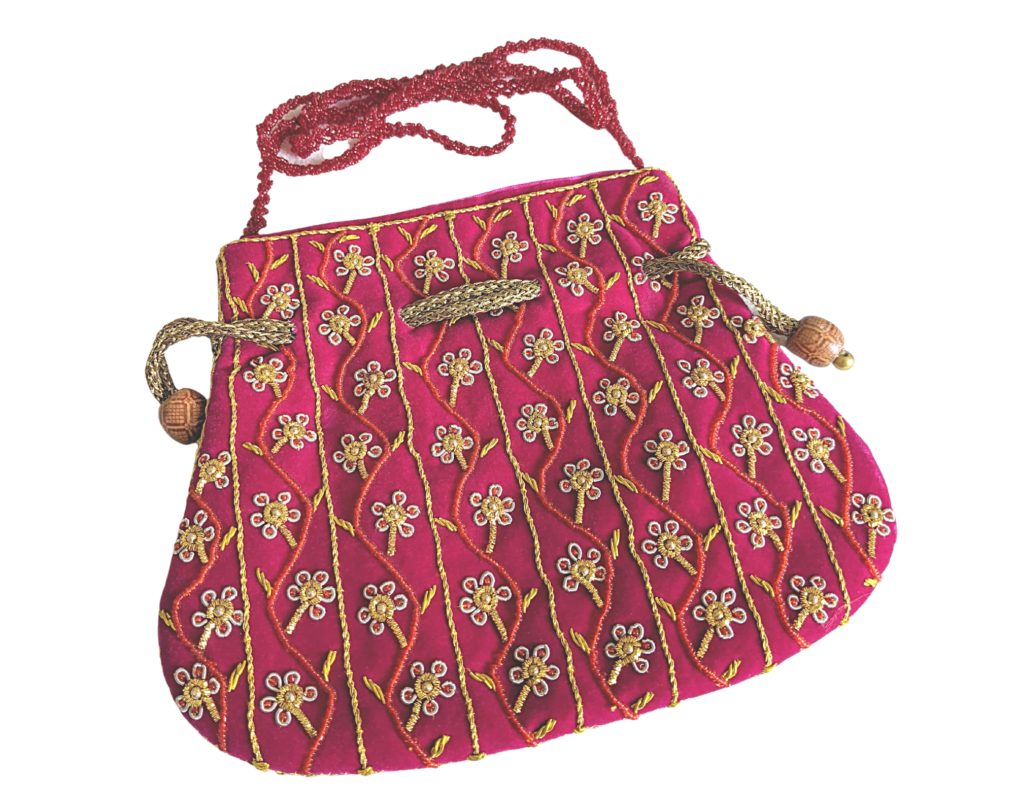 Buy Zardozi and Resham Embroidered Evening Potli Bag - Green Floral Online