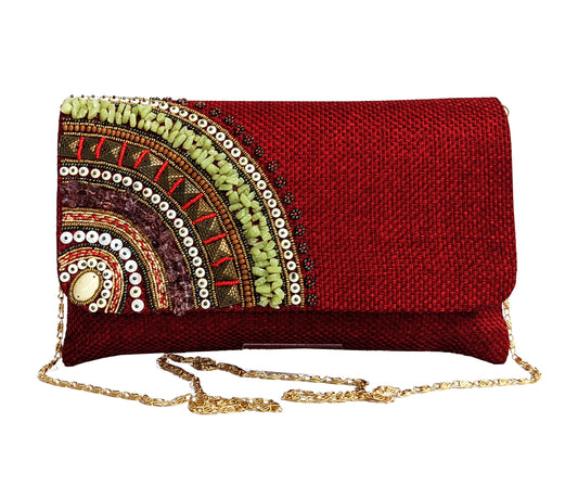 Ruby Azure Beaded Clutch Boho Bag – Sanskriti777