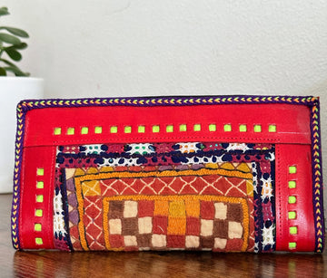 Multicolor - Handcrafted Kutch Embroidery Cotton Clutch / Wallet