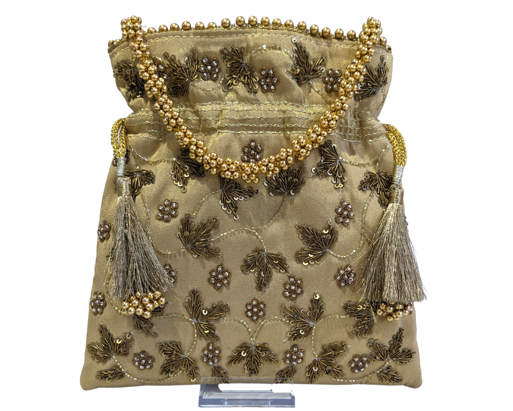 Handmade Indian Potli Bag With Dabka Work - Craft Bazaar