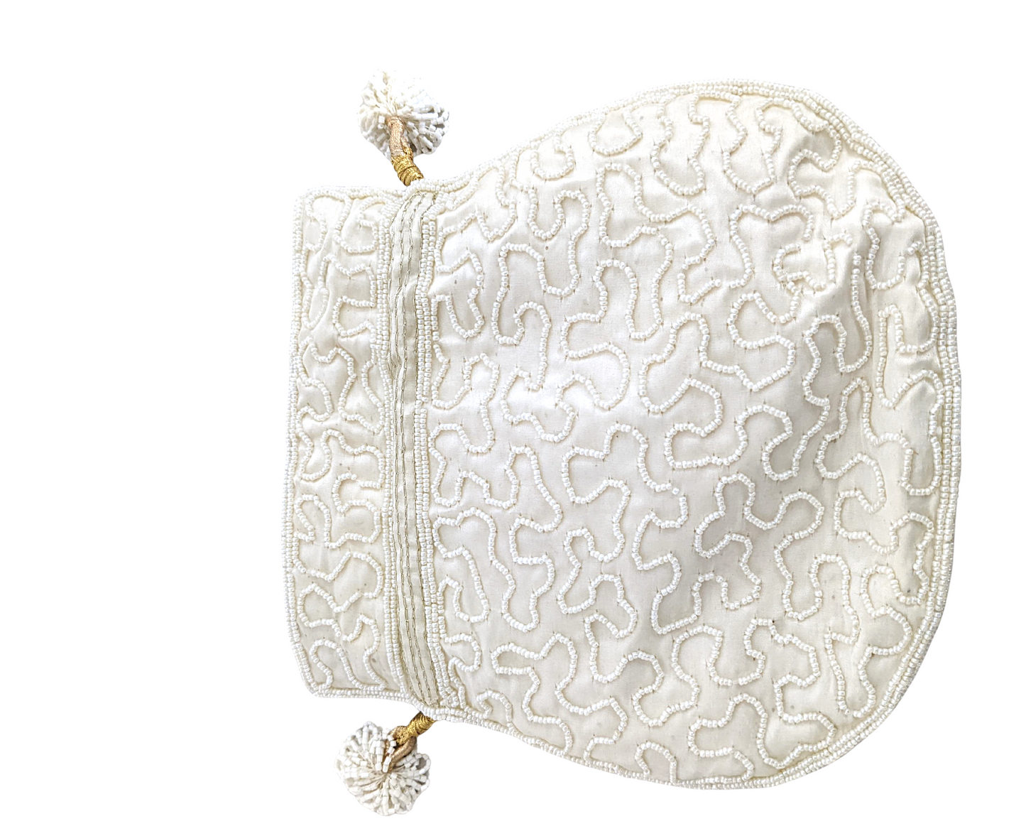 Pearl Beaded Indian Potli Bag [White] - Craft Bazaar