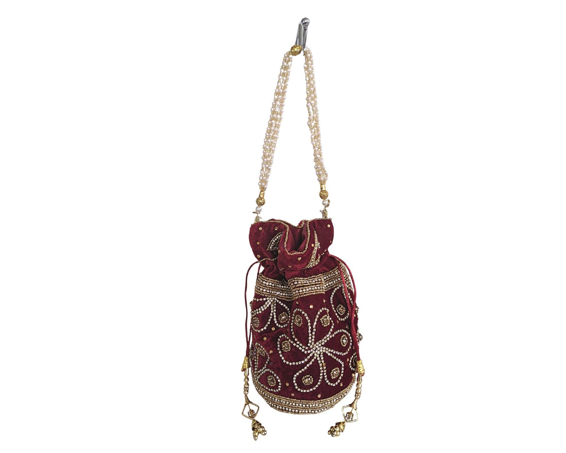 Velvet Drawstring Bucket Potli Bag - Craft Bazaar