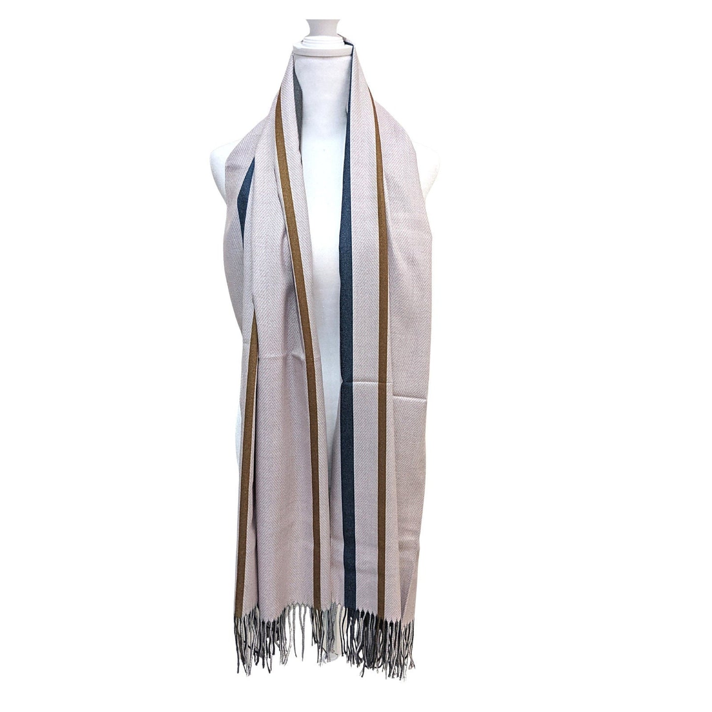 Reversible Plaid Pure Wool Scarf [Pastel Pink] - Craft Bazaar