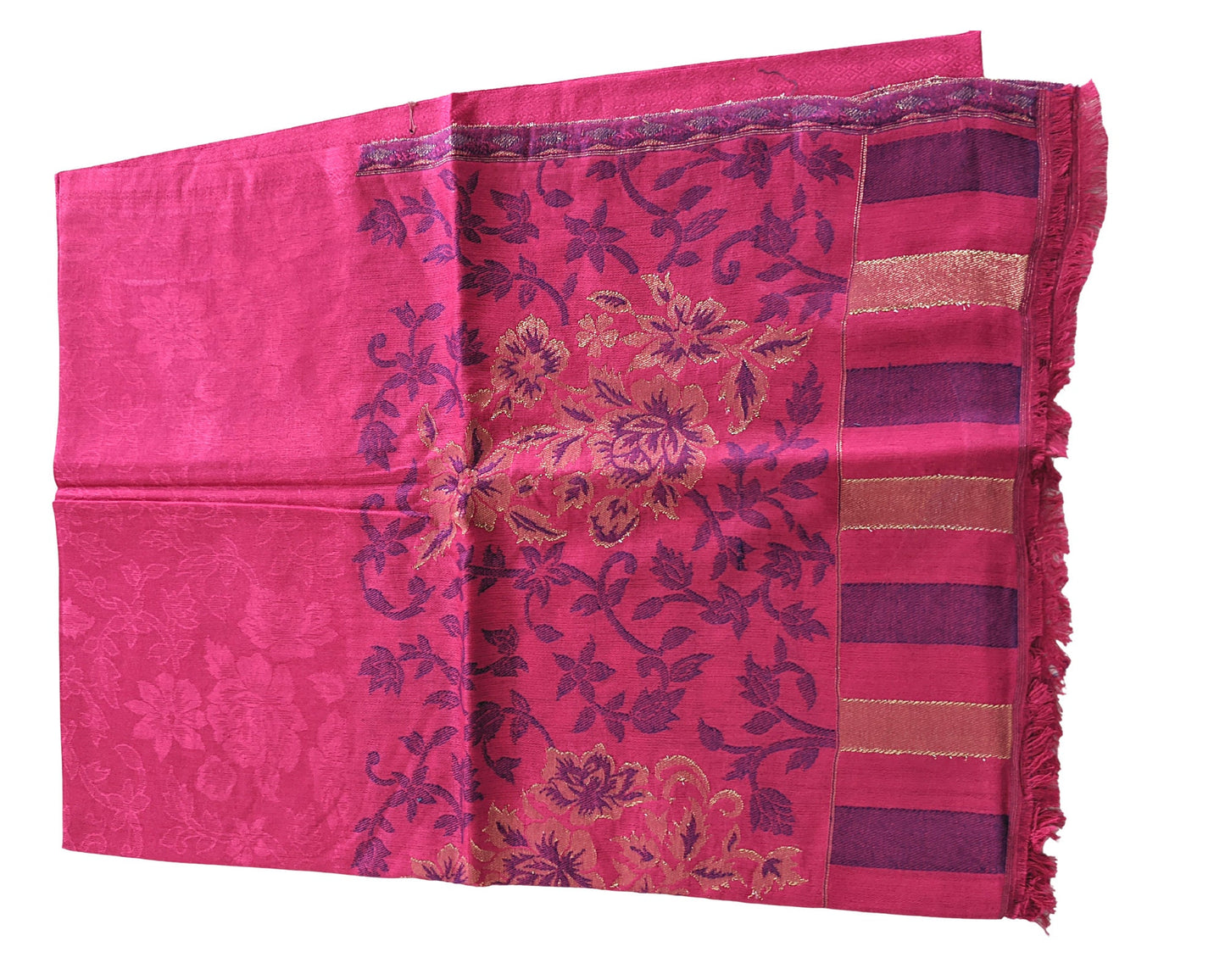 Modal Kani Wool Scarf With Zari Work [Pink] - Craft Bazaar